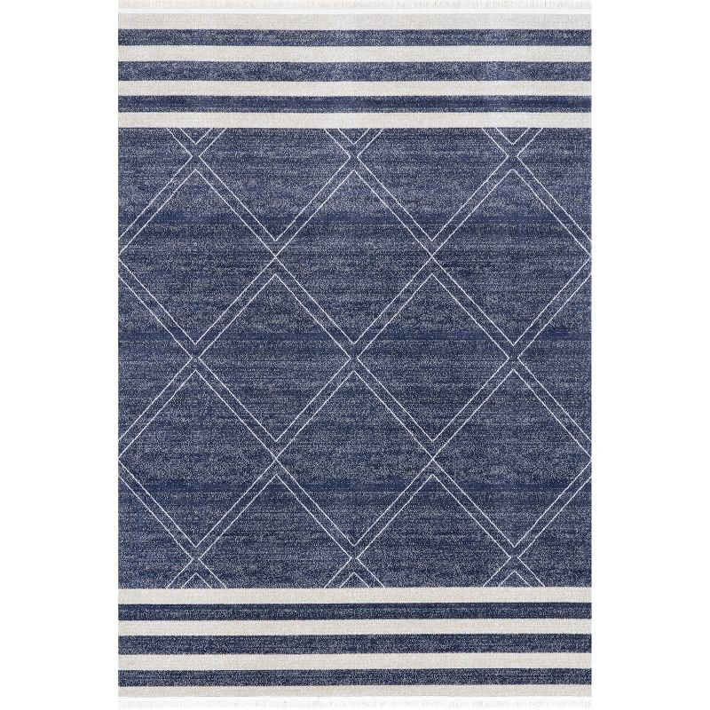 Nuloom Roberge Trellis 3x5 Indoor/Outdoor Accent Rug for Living Room Patio Deck Front Porch Entryway Kitchen, Navy/Ivory