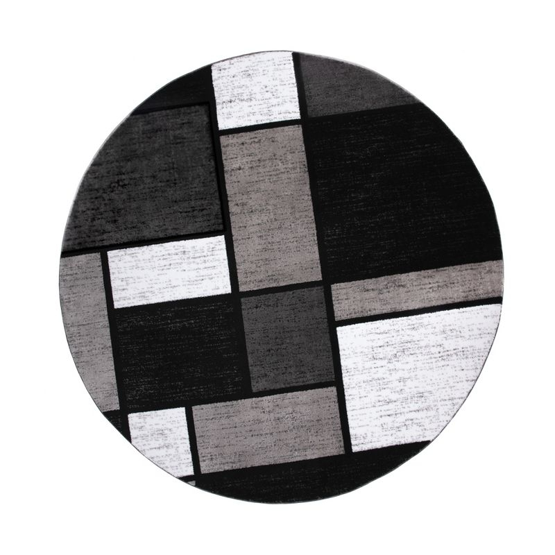 World Rug Gallery Contemporary Modern Boxed Color Block Gray 6'6" Round Rug