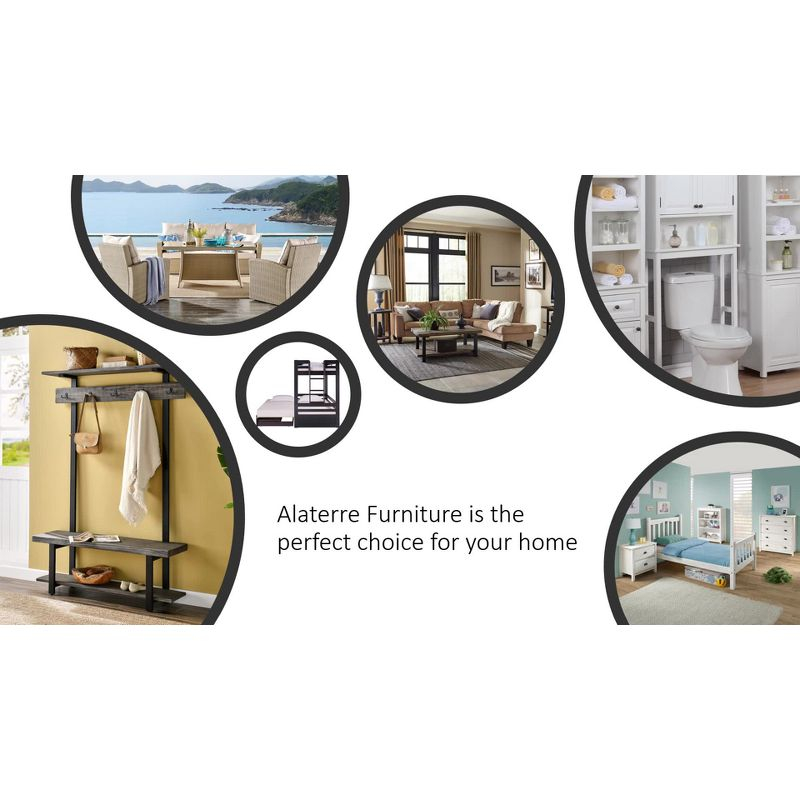 Monterey Oval Mid Century Modern Wood Coffee Table Chestnut: Tapered Legs, Floating Shelf - Alaterre Furniture