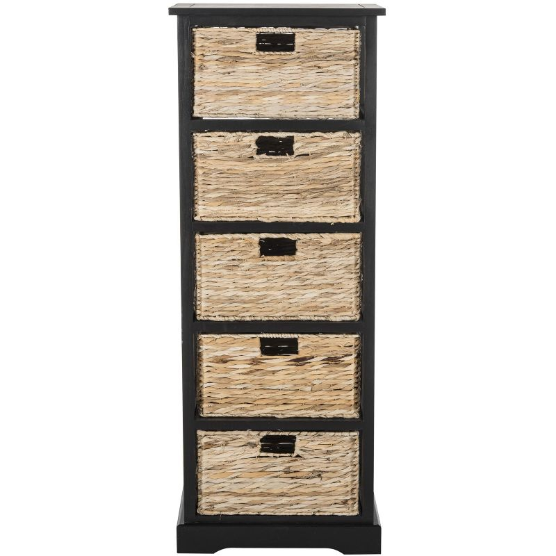 Vedette 5 Wicker Basket Storage Tower - AMH5739 - Distressed Black - Safavieh Couture