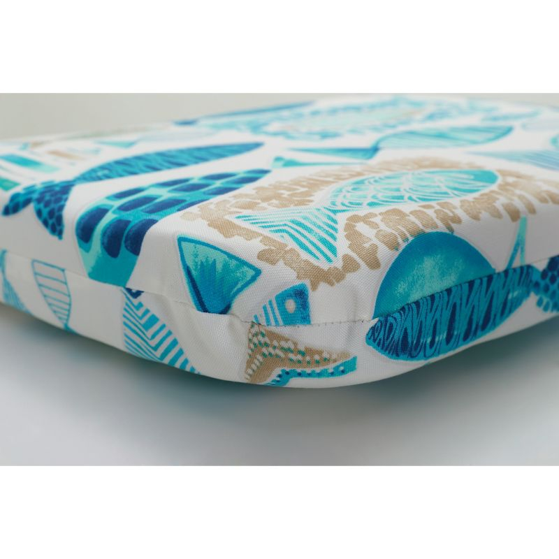 15.5"x18.5" Hooked Nautical 2pc Outdoor Seat Cushion Set Blue - Pillow Perfect: Weather-Resistant, Fade-Resistant