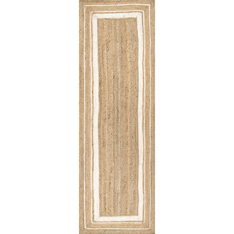 nuLOOM Rikki Coastal Braided Jute Area Rug, Runner 2' 6" x 10', Off White