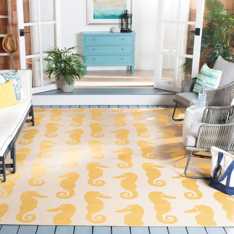 Courtyard CY6214 Power Loomed Indoor/Outdoor Area Rug - Beige/Yellow - 8'x11' - Safavieh.