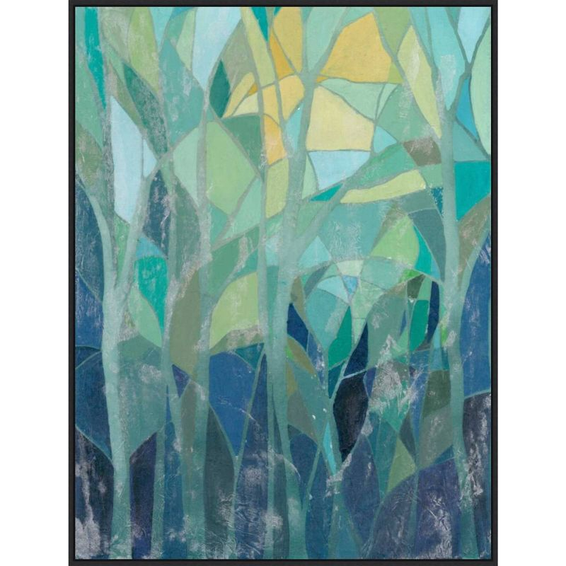 Amanti Art 32"x42" Stained Glass Forest I by Grace Popp Framed Canvas Wall Art Print: Modern Abstract Landscape