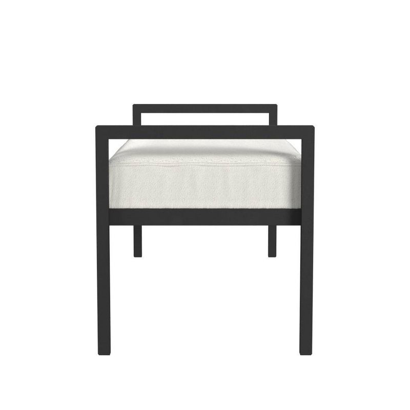 HomePop Modern Metal Bench Cream: Rectangle Upholstered Indoor Bench, End of Bed Seating, Polyester