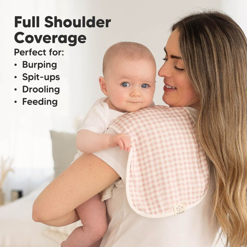 KeaBabies 5pk Organic Softe Muslin Burp Cloths for Baby Girls and Boys, Large Absorbent Burping Cloths for Babies, Baby Burp Clothes (Petals)