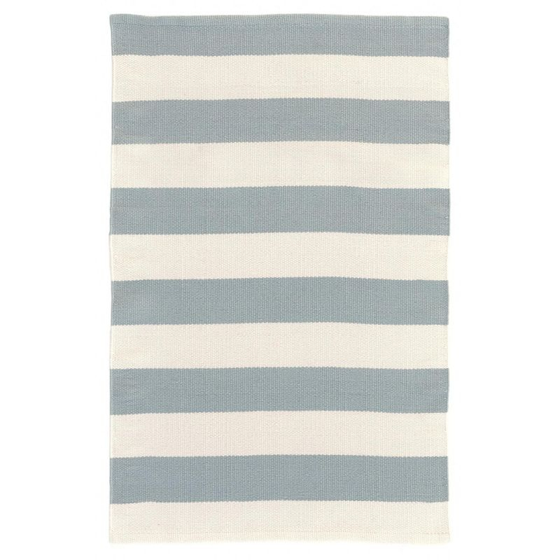 Catamaran Stripe Light Blue/Ivory Handwoven Indoor/Outdoor Rug