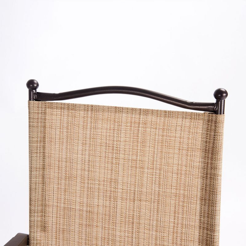 Tangkula 2-Piece Folding Outdoor Patio Chair Sling Back Camping Chair with Armrest & Pillow Beige & Tan