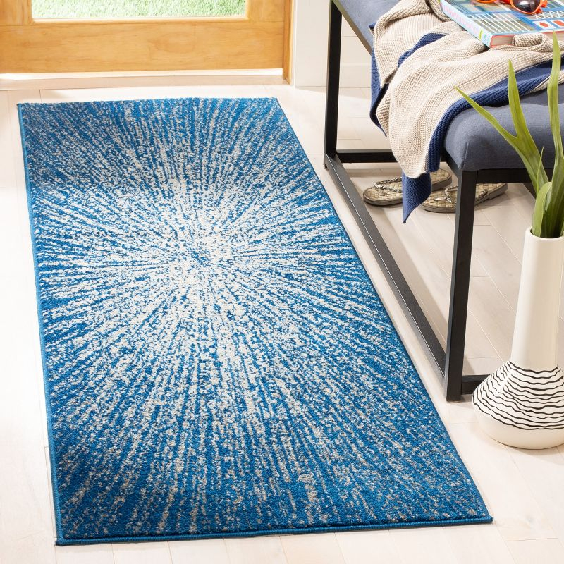 Evoke EVK228 Power Loomed Indoor Runner - Navy/Ivory - 2'2"x7' - Safavieh