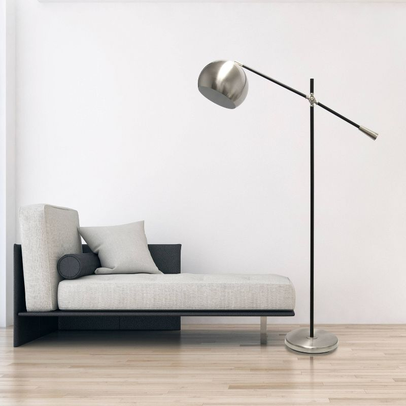 Swivel Floor Lamp with Inner Dome Shade Brushed Nickel - Lalia Home: Adjustable Neck, UL Listed, Metal Body