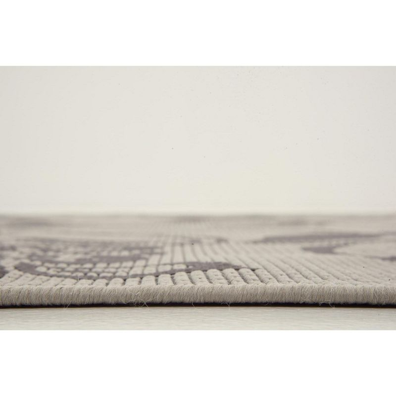 Unique Loom 6' 1 x 6' 1 Square Gray Outdoor Botanical Floral Area Rug