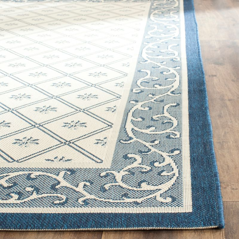Courtyard CY7427 Power Loomed Indoor/Outdoor Area Rug - Beige/Navy - 5'3"x7'7" - Safavieh.