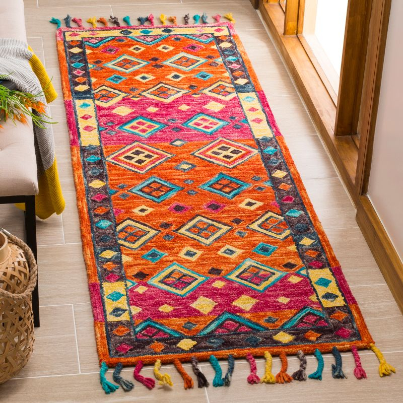 Aspen APN138 Hand Tufted Runner Rug - Orange/Fuchsia - 2'3"x13' - Safavieh.