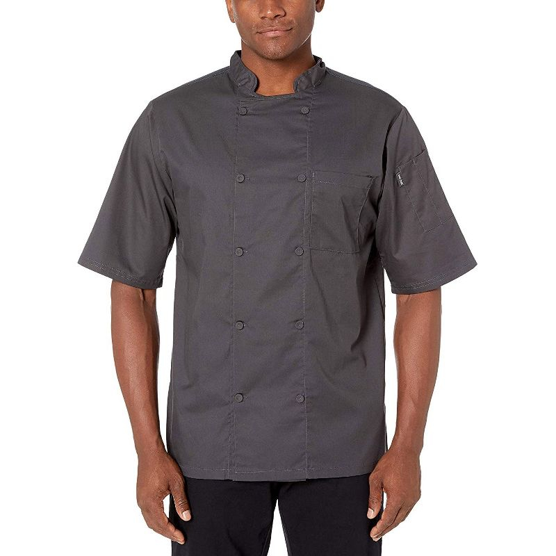 ChefCode Lightweight Cool Breeze Chef Coat Short Sleeve with Mesh Inlay Charcoal XS