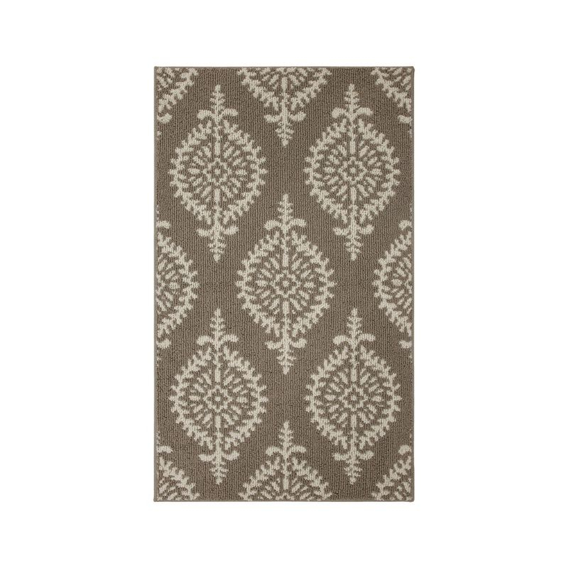 2'6"x4' Washable Paisley Tufted Accent Rug Tan - Threshold™: Skid-Resistant, Indoor, Medium Pile, Traditional Style