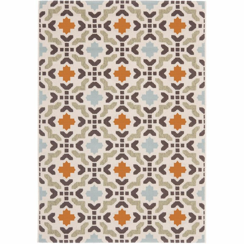 Veranda VER080 Power Loomed Indoor/Outdoor Accent Rug - Cream/Terracotta - 2'x3'7" - Safavieh