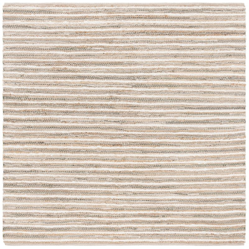Cape Cod CAP151 Handmade Woven Area Rug - Natural/Green - 6' X 6'  Square - Safavieh