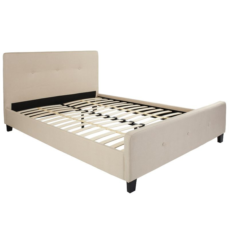 Flash Furniture Tribeca Queen Size Tufted Upholstered Platform Bed in Beige Fabric