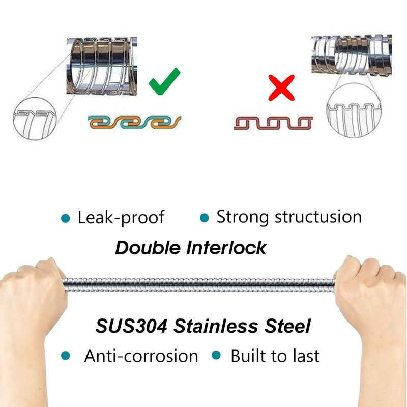 BRIGHT SHOWERS 79" Stainless Steel Shower Hose for Handheld Shower Heads, Ultra-Flexible Replacement with Brass Insert, Chrome