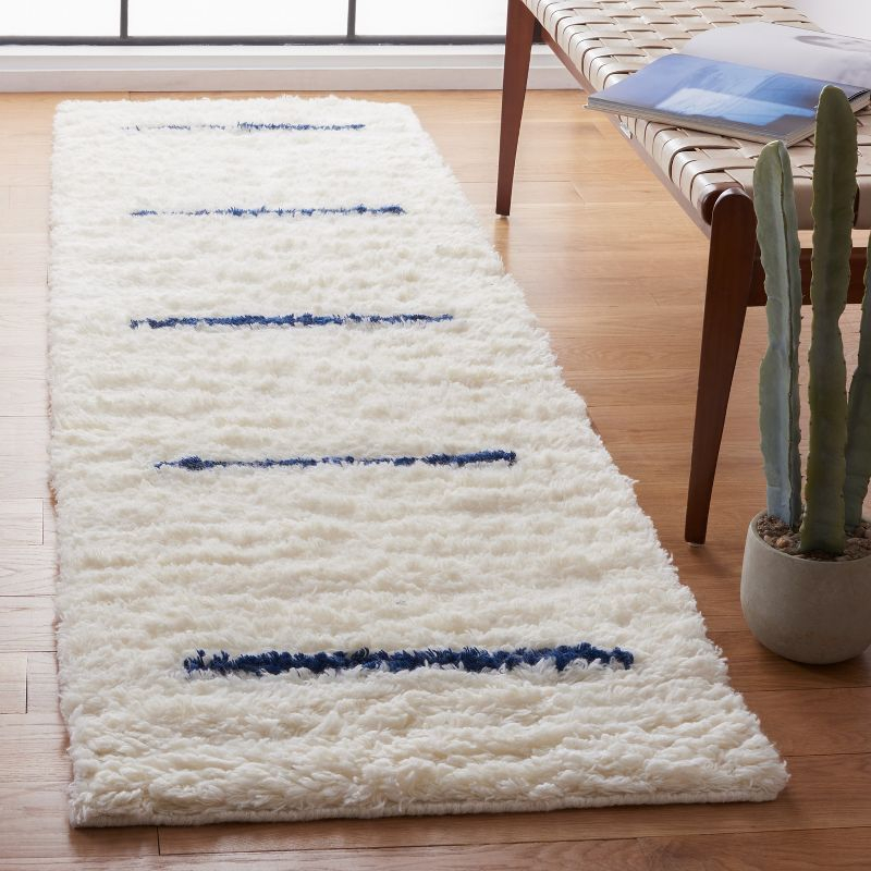 Kenya KNY750 Hand Knotted Runner Rug - Ivory/Navy - 2'3"x8' - Safavieh.