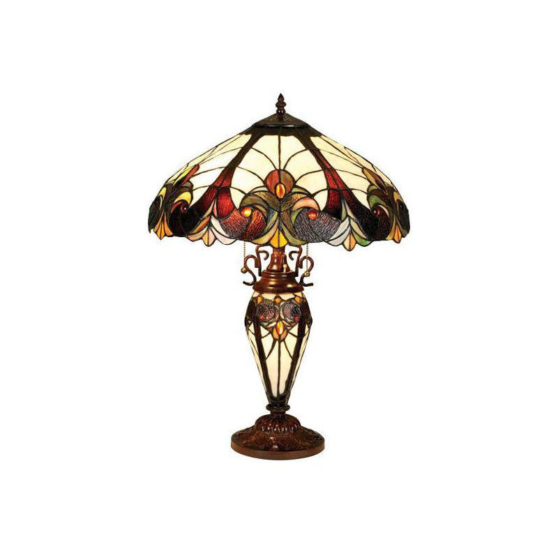 Chloe Lighting Liaison Tiffany-Style 3 Light Victorian Double Lit Table Lamp 18" Shade