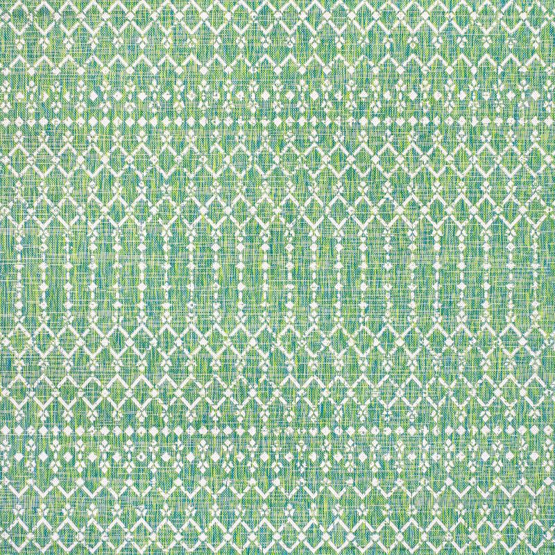 5' x 5' Ourika Moroccan Geometric Textured Weave Indoor/Outdoor Area Rug, Ivory/Green - JONATHAN Y