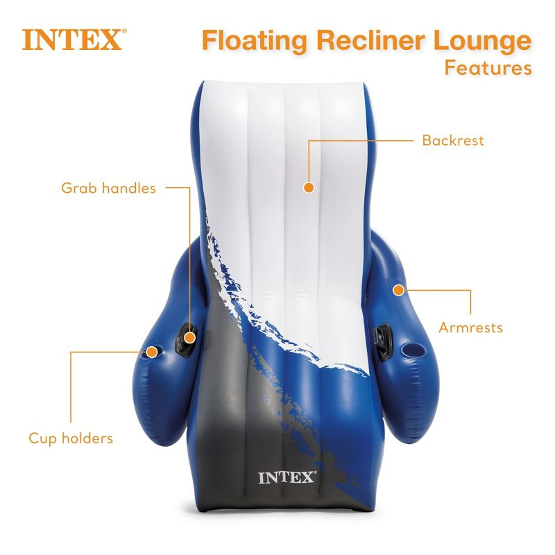 Intex 26363EH Ultra XTR 24ft x 12ft x 52in Outdoor Above Ground Rectangular Swimming Pool Set with 2 Lounge Pool Recliner Floats & 72 Can Cooler Float