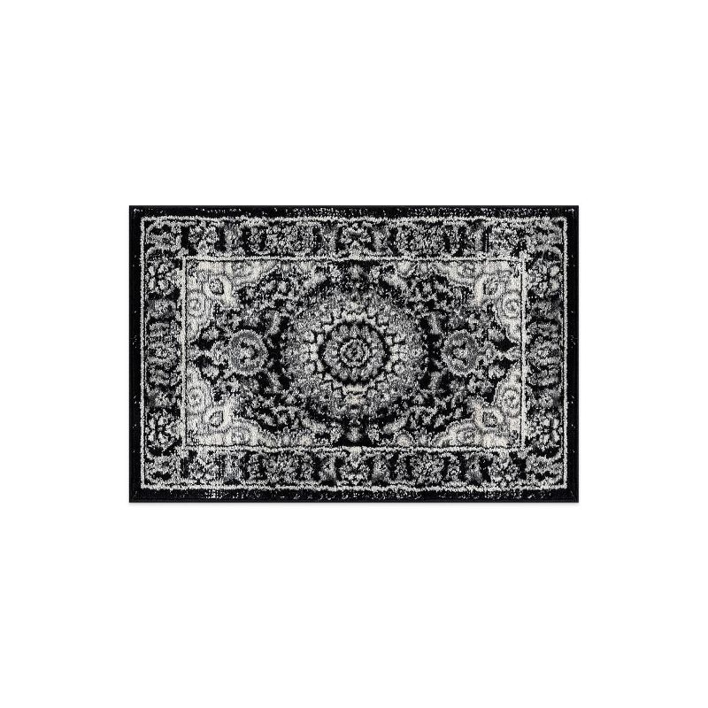 World Rug Gallery Traditional Oriental Medallion Area Rug Black 2'x3'