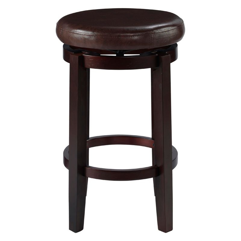 Linon Maya Faux Leather Swivel Backless Counter Height Barstool Brown: Upholstered, Wood Legs, 225 lbs Capacity