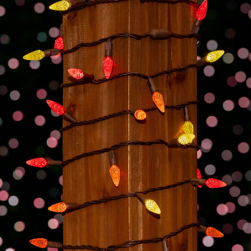 Novelty Lights Yellow/Red/Orange True Twinkle (100% Twinkle) C6 LED Fall Thanksgiving String Lights 70 Strawberry Bulbs (Brown Wire, 24 Feet)