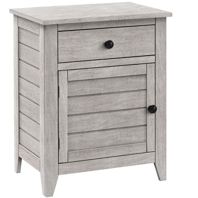 Monarch Specialties Accent Table Nightstand Storage Drawer End Side Table Bedroom Lamp Storage Grey Veneer Transitional