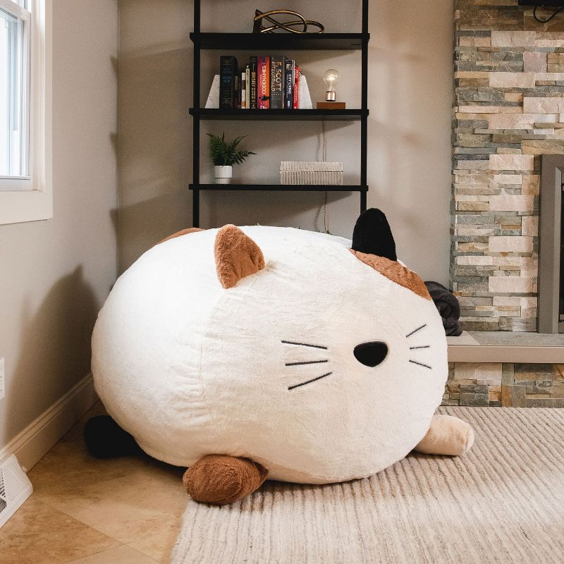 Big Joe Wild Things Foam Filled Animal Bean Bag Chair with Removable Cover, Soft Faux Fur, Kids and Teens,Francesca Feline