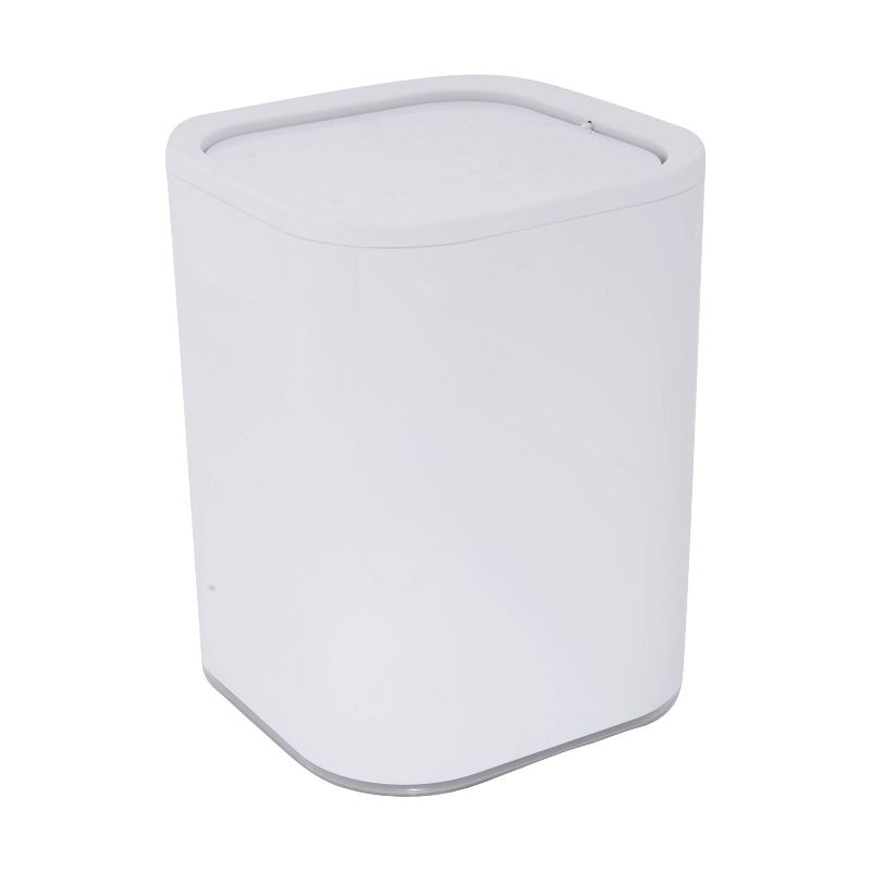 Acrylic Square with Rounded Edges Bathroom Waste Basket White - Bath Bliss