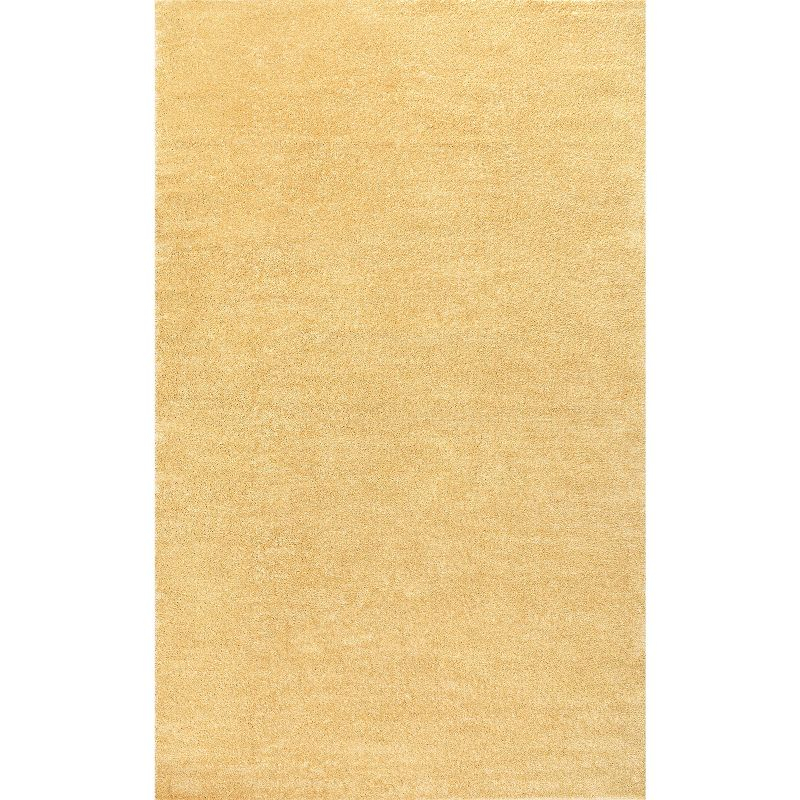 8'x10' Haze Solid Low-Pile Area Rug, Mustard - JONATHAN Y