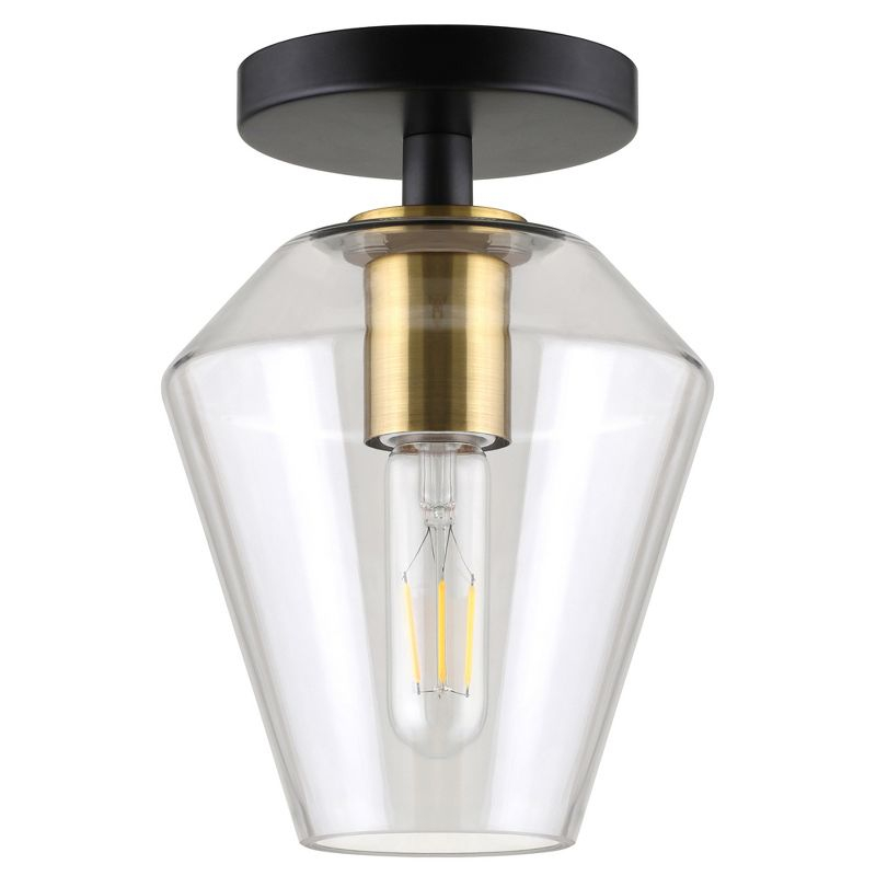 Hudson and Canal 7" Wide Semi Flush Mount: UL Listed, Retro-Inspired, Metal/Glass Fixture