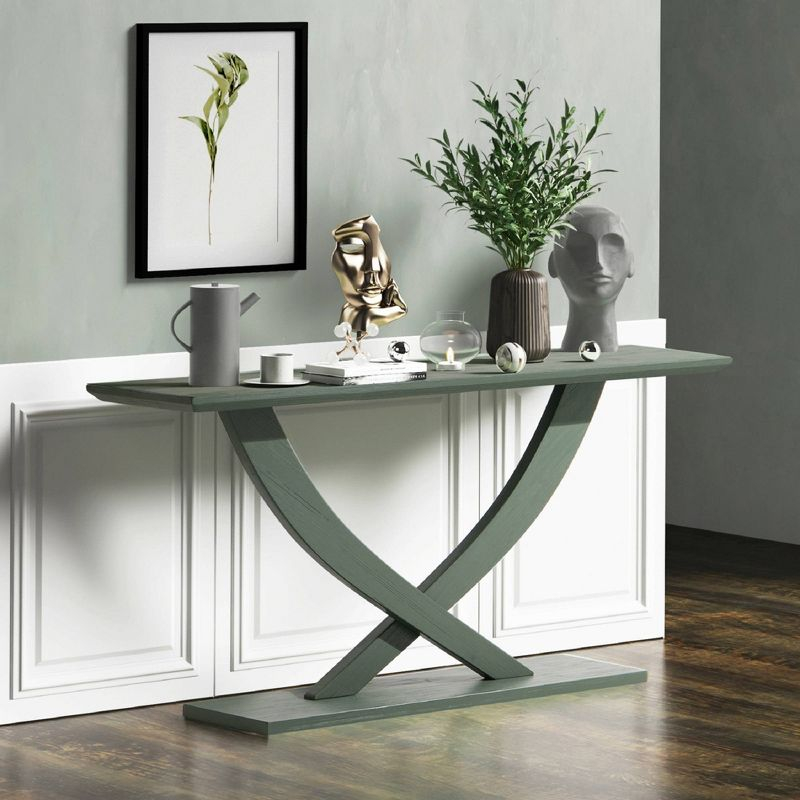Boraam Rasmus Console Table Spanish Moss: Rubberwood Entryway Furniture, Transitional Style