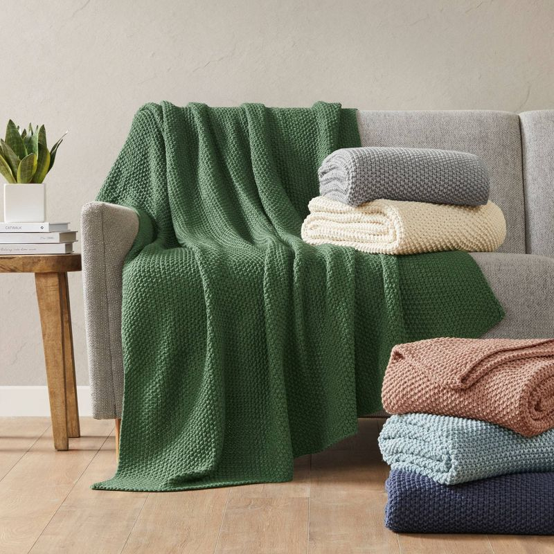 Ink+Ivy 50"x60" Bree Knit Throw Blanket Light Blue: Acrylic, Cozy, Machine Washable, for Sofa