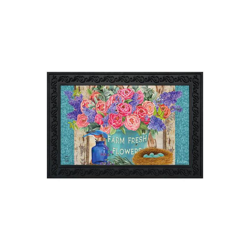 Farm Fresh Peonies Spring Doormat Floral Indoor Outdoor 30" x 18" Briarwood Lane
