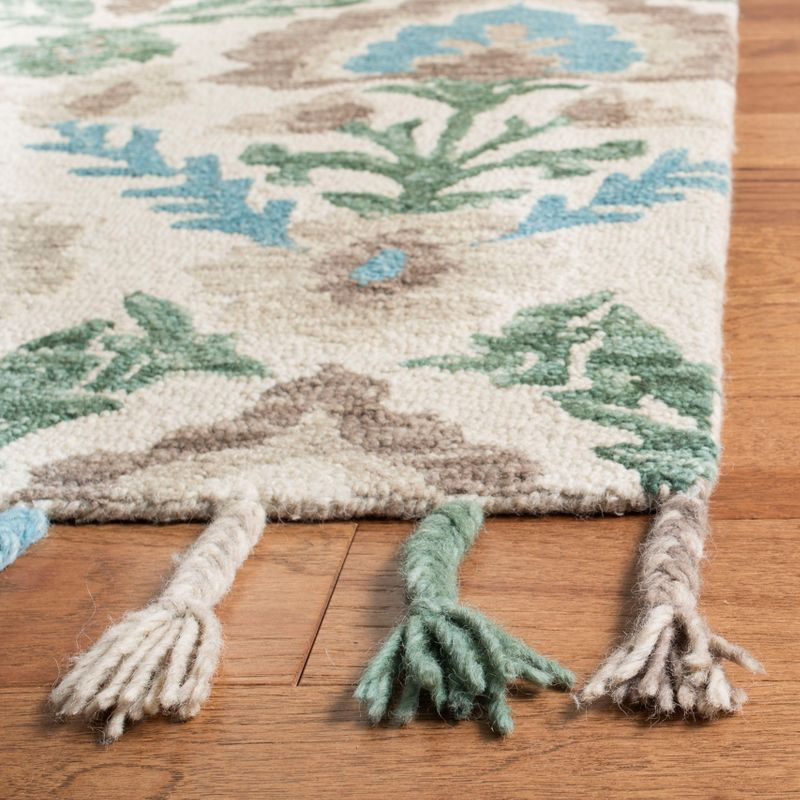 Suzani SZN207 Hand Hooked Area Rug - Ivory/Turquoise - 3'x5' - Safavieh.