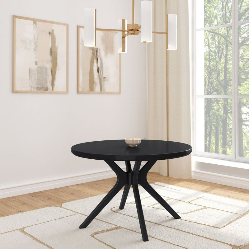 Plank+Beam Verso Round Dining Table, 47" Solid Wood Kitchen & Dining Room Table, Black