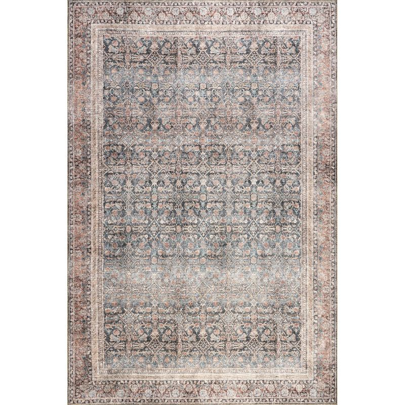 Nuloom Hillstone Collection Elfrieda Traditional Vintage Medallion Area Rug, 4' x 6', Light Beige
