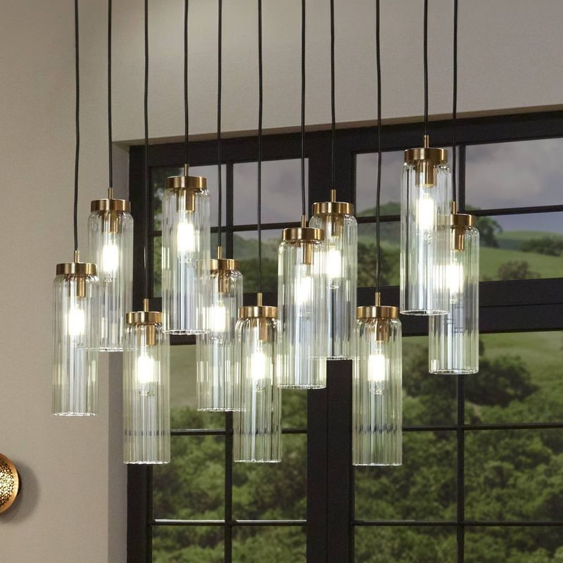 Possini Euro Design Marika 32" Modern Pendant Chandelier Ceiling Light Fixture Dining Room Over Table Kitchen Island Multi-Light Soft Gold Finish