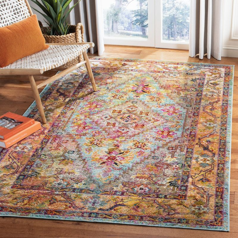 Crystal CRS507 Power Loomed Area Rug - Light Blue/Orange - 8'x10' - Safavieh.