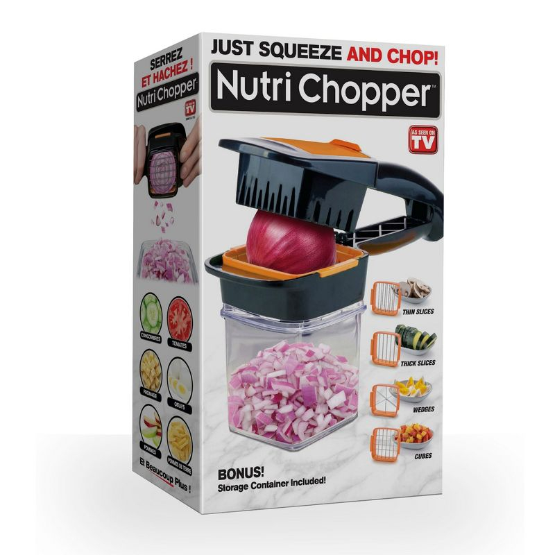 NutriChopper Black Handheld Vegetable and Fruit Chopper with 4 Stainless Steel Blades & Catch Container