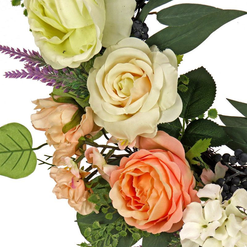 24" Artificial Rose and Peony Woven Branch Base Wreath - National Tree Company