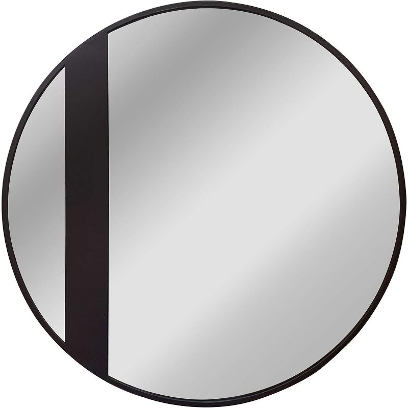 Chloe Lighting Reflection Black Finish Round Framed Wall Mirror 30 Inch Height