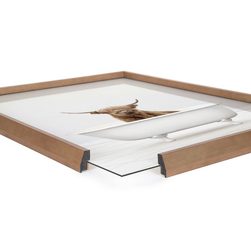 18" x 24" Blake Highland Cow Solo Bathtub Framed Printed Glass Gold - Kate & Laurel All Things Decor