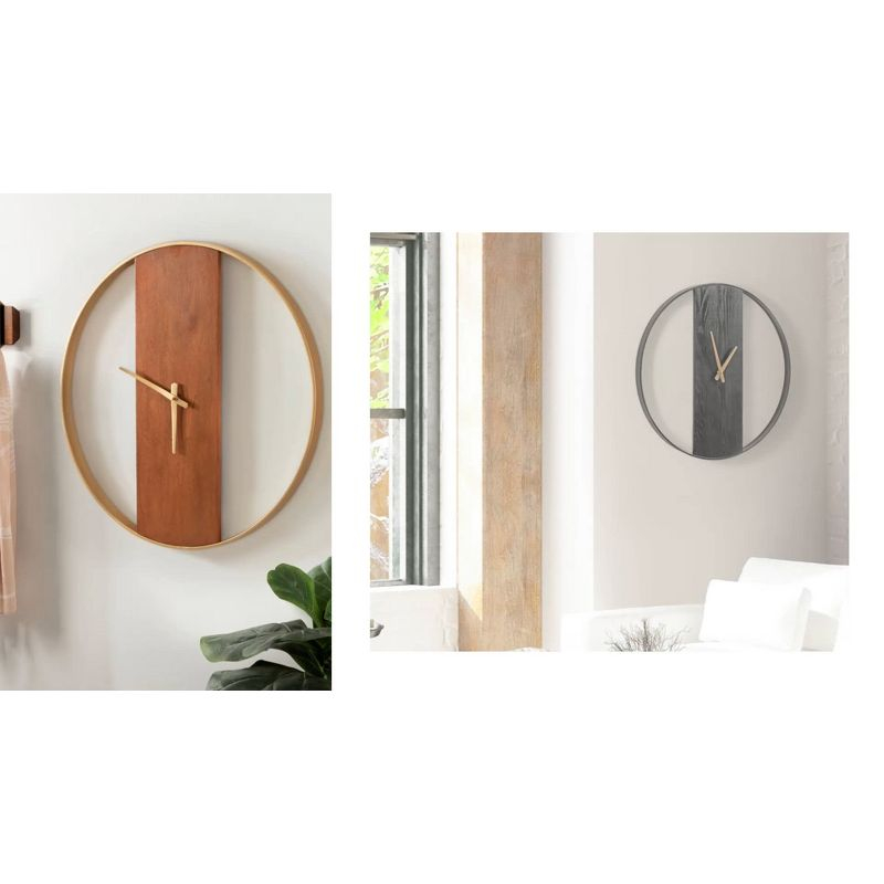 Kate & Laurel All Things Decor 24" Ladd Round Numberless Wall Clock Black