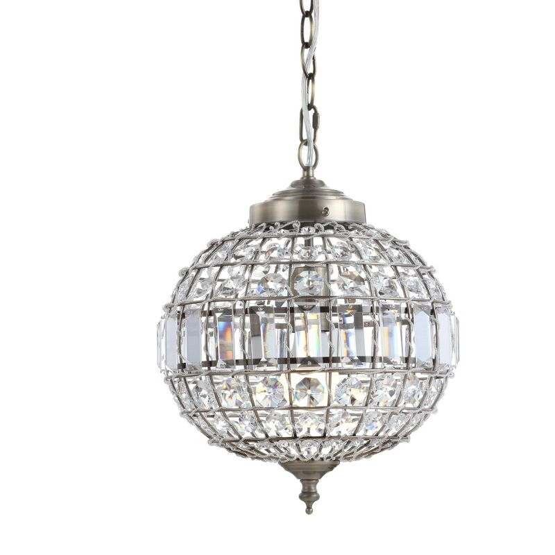 JONATHAN Y Georgina 12" Crystal/Metal LED Pendant Pendant, Antique Brass