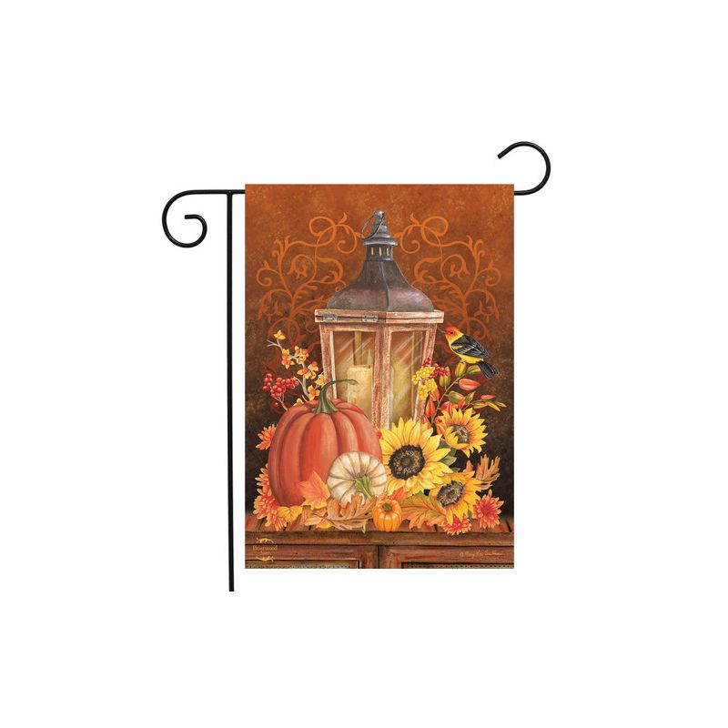 Fall Lantern Primitive Garden Flag Pumpkins Sunflower 18" x 12.5" Briarwood Lane